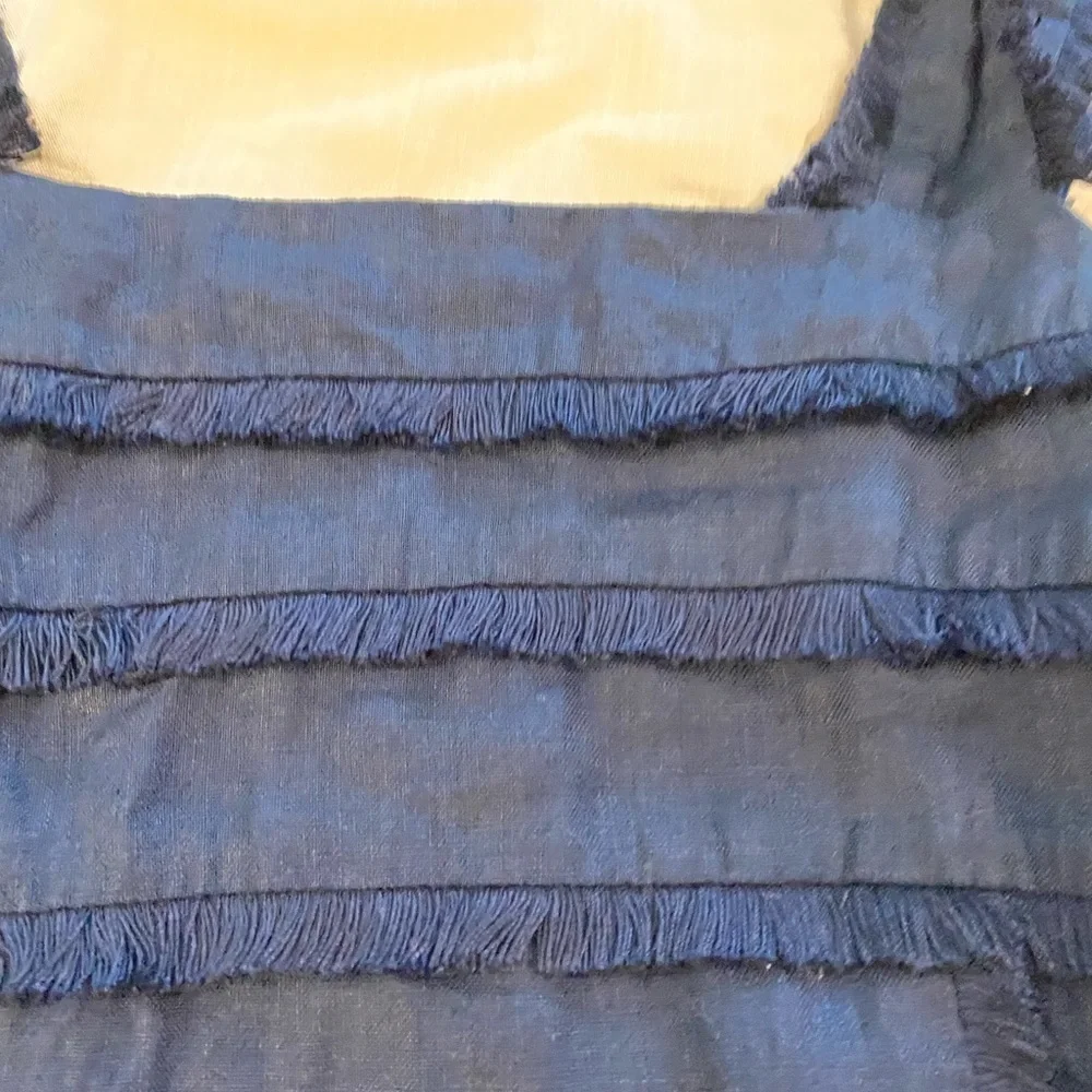 J CREW Linen Fringe Trim Tank Top (P)